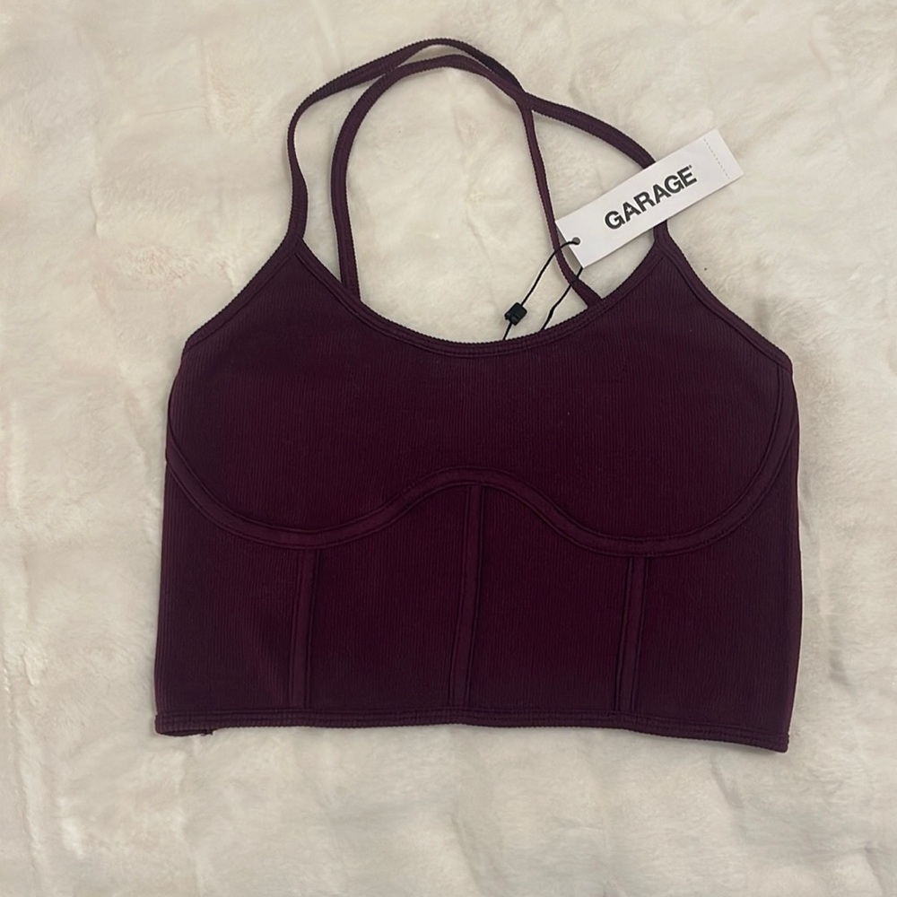 Never worn Garage dark purple tank top, size small